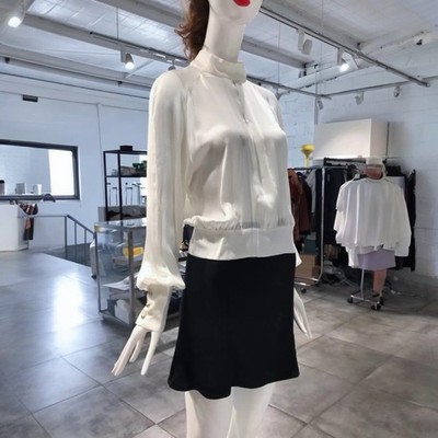 BALMAIN Pearl White Silk Blouse FR38 NWT