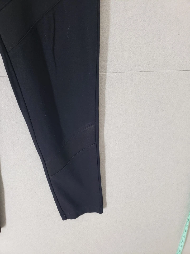 Pantalones Express Mujer Medianos Negros Pull On Cremallera Bolsillo Elastizados Ajustados Moto Panel Foto 4 de 4