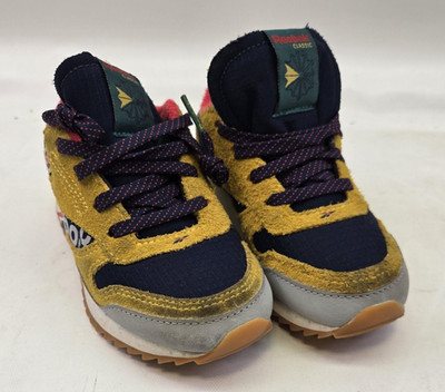 Reebok Classic Leather Shoes Kids Size 9.5 Suede Nylon Retro Trainers Sneakers