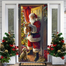 Christmas Santa Claus Door Banner 71x35in Indoor Outdoor Holiday Decor
