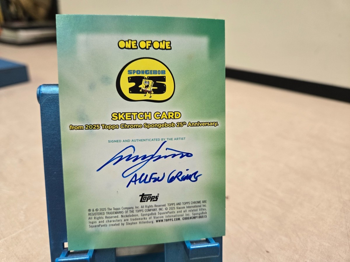 2025 Topps Chrome One of One 1/1 Sketch Auto Spongebob Squarepants