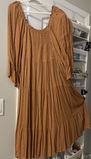 Cottagecore Flowy Boho Smocked Ruffle Puff Sleeve A-Line XL-3X