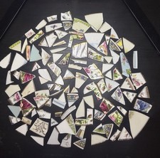 Broken China Mosaic Tiles GOLD Filigree Trim 90 Pieces Lot 1