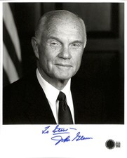 John Glenn Signed Black & White Portrait Photo Beckett Authenticated