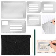5 Pcs Metal Straight Line Stencil Templates Lettering Aid Template for Journa
