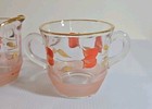 MCM Barlett Collins Glass Creamer & Sugar Bowl Clear W/ Tulip Pattern, Gold Trim — photo 2