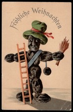 Vintage Postcard Prune Raisin Fig Man Hat Ladder