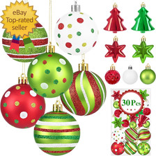 30Pcs Christmas Ball Ornaments Red and Green Christmas Ornaments