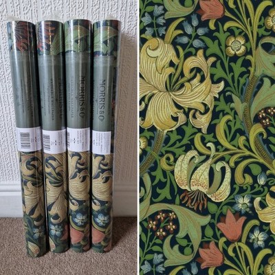 X4 Morris & Co Tapetenrollen Golden Lily William Indigo Traditional DMI1G3101