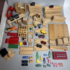 Brio etc VtgWooden Train Track Cars Animals Assorted Accessories 120 Pcs Sweden