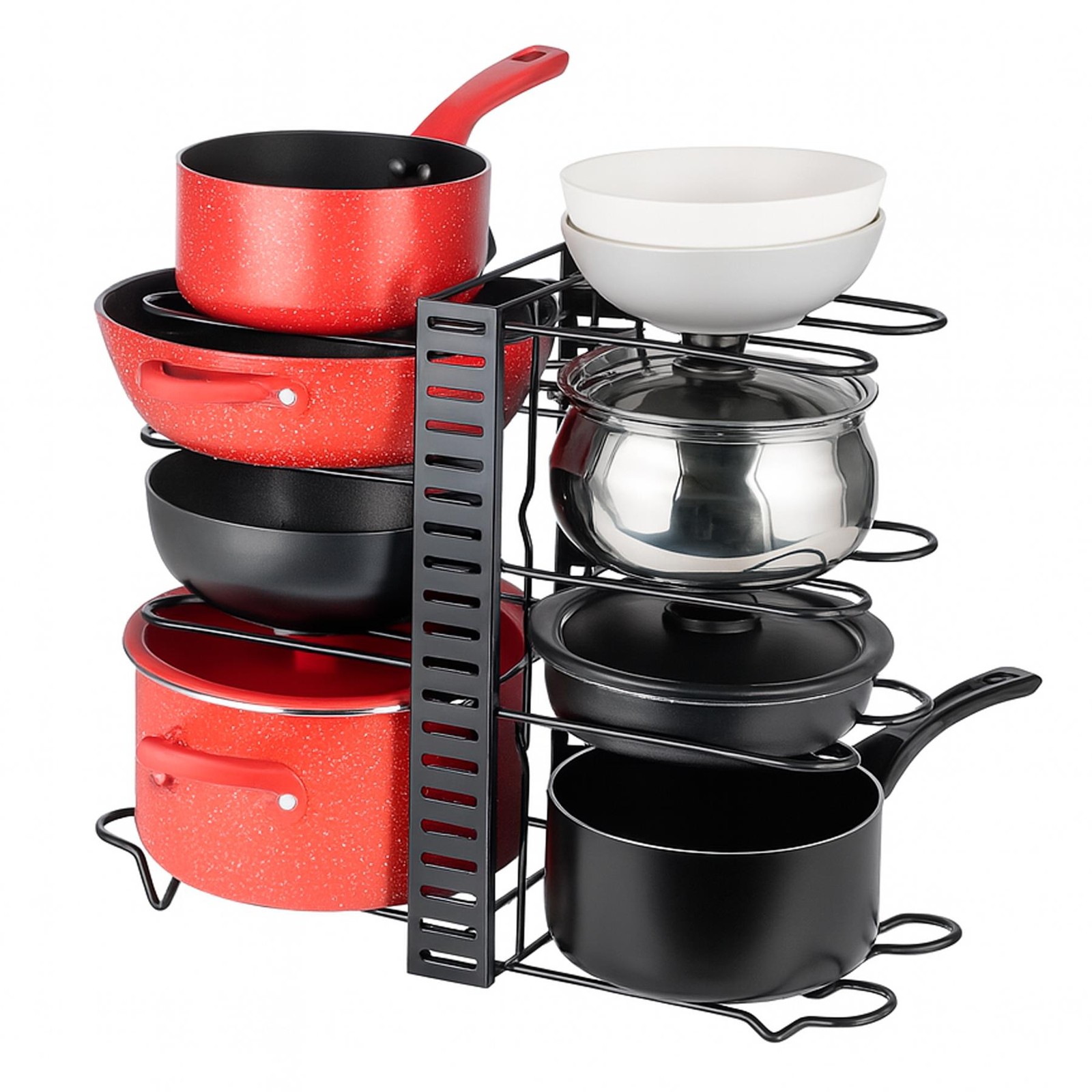 Pan Rack Matt Black Iron with 8 Dividers Adjustable Pots and Pan Orgainser