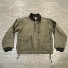 Filson Tin Cloth Waxed Canvas Mile Marker Jacket, Green, Mens Medium Made in USA