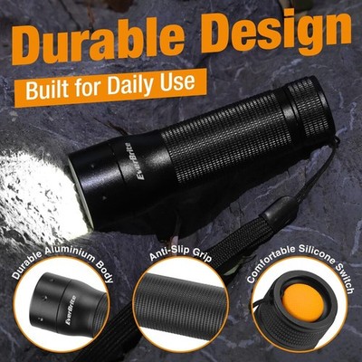 EverBrite Mini LED Flashlight Zoomable Flash Light 3 Lights Modes 3AAA Batteries