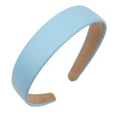 Blue Headband 1 Inch PU Leather Non-Slip Hair Bands Accessories Women Girls