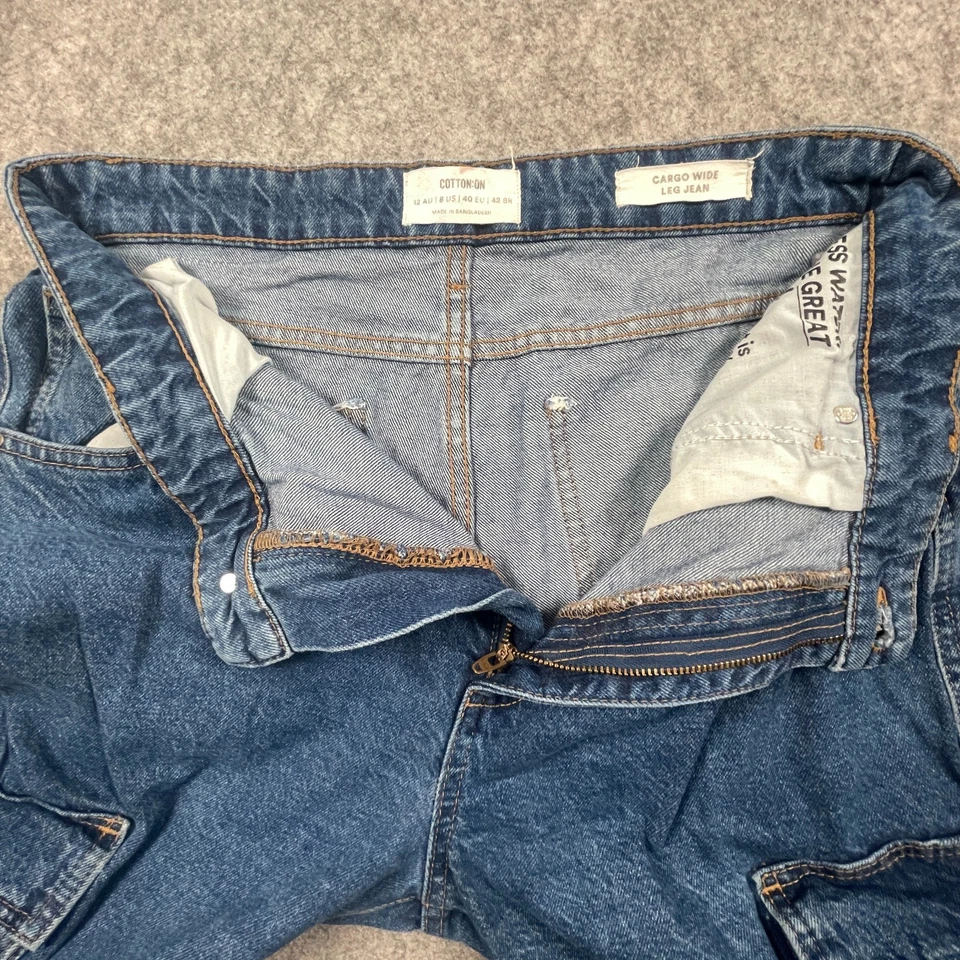 Mujer Talla 8 US Algodón Sobre Carga Pierna Ancha Patinador Años 90 Denim Bolsillos Utilitarios Foto 3 de 4