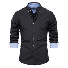 Mens Oxford Shirt Long Sleeve Button Down Business Casual Shirt
