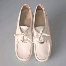 Vintage Famolare White Genuine Leather Oxford Wedge Shoes Size 8.5 Original Box