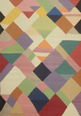 Vegetable Dye Kilim Rug 8x10 Ft Hand-Woven Modern Area Rug Multicolor Carpet