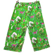 Print Fresh Medium M Cropped Organic Pajama Pants Forest Zebra Ant lope