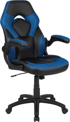X10 Ergonomic High-Back Gaming Chair with Flip-Up Arms - Blue/Black