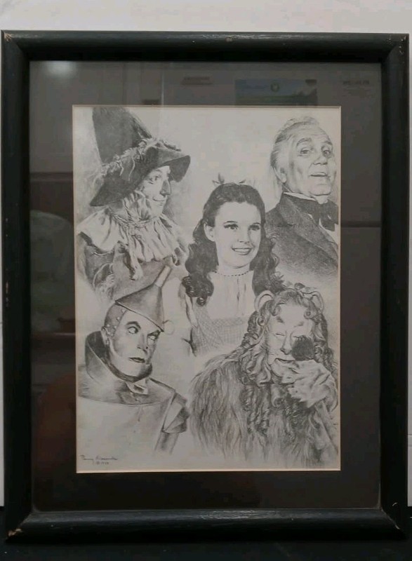 The Wizard Of Oz Framed 26.5"x12" Photo Wizard Of Oz Characters - Signed - 1979