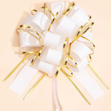 6PCS White Pull Bows 7 Inch Gift Wrapping Bows Floral Ribbon Wedding Decor