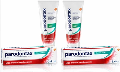 2 x PARODONTAX Stop Bleeding Toothpaste 75ml Extra Fresh Clean Mint READ EXPIRY