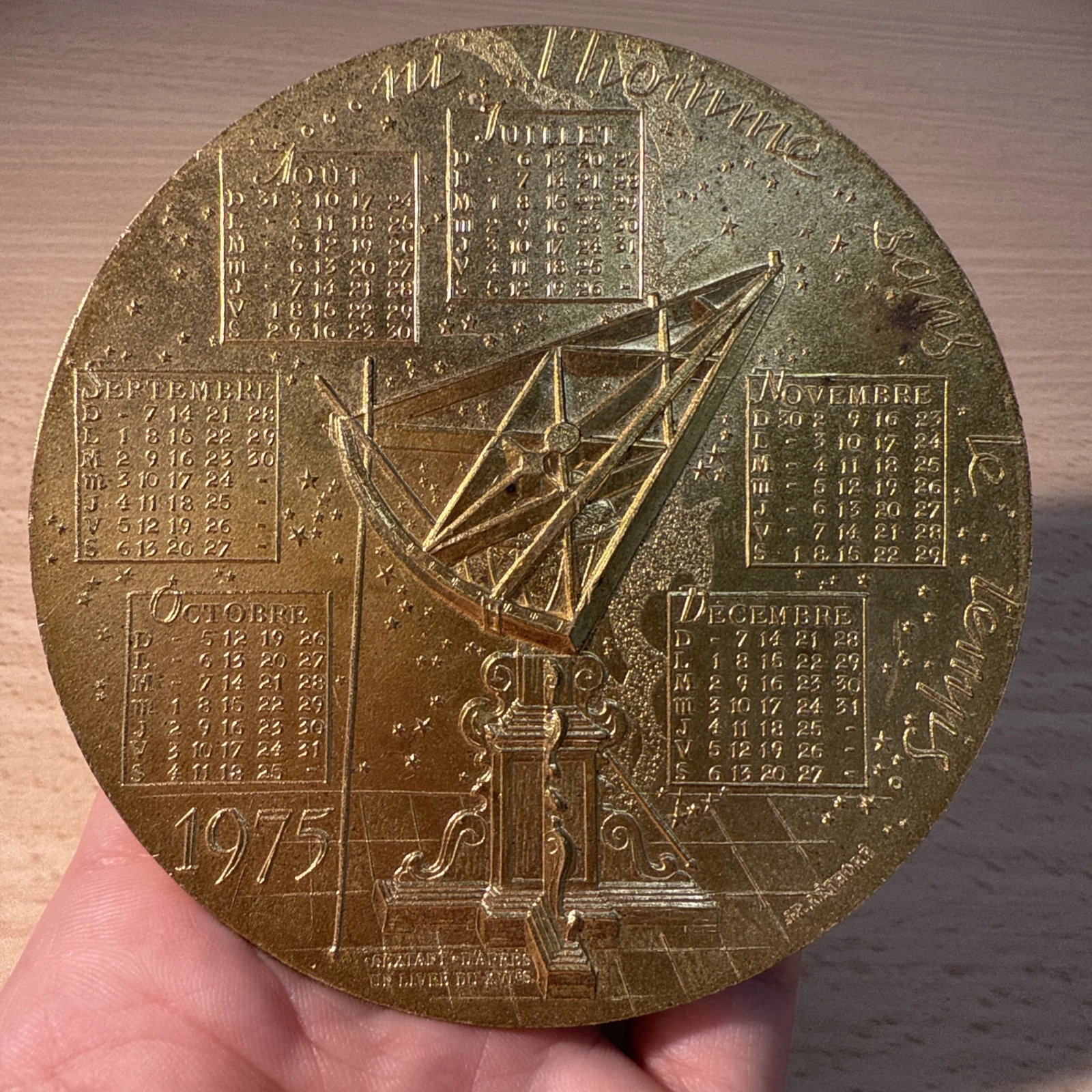 Médaille Sextant D’après Un Livre Du XVIe Siècle 1975 Calendrier