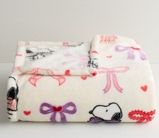 Valentines Peanuts Snoopy bow blanket 60" x 72" XL