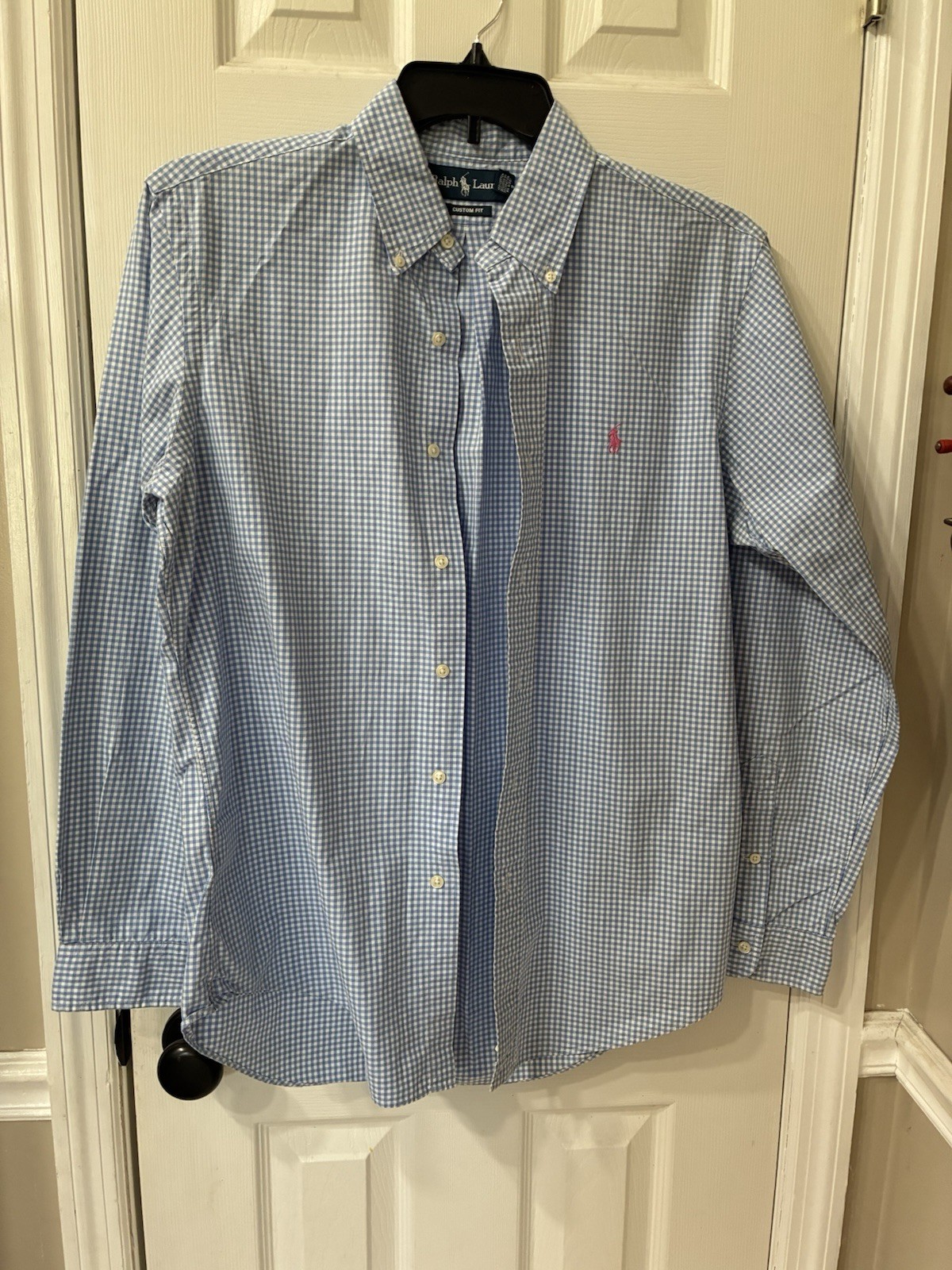 Polo Ralph Lauren Polo Camicia con bottoni Uomo Med Blu Navy Gingham Check Pony