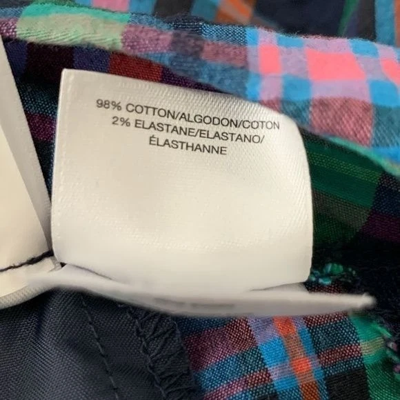 Pantalones Cortos Chinos Anne Klein Para Mujer Talla 4 A Cuadros Azul Marino Rosa Preppy Informales Verano Foto 4 de 4