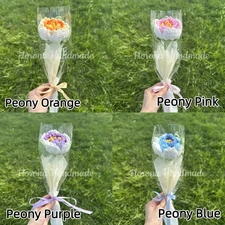 Crochet Flower Bouquet – Handmade Yarn Roses, Tulips, Peonies & More