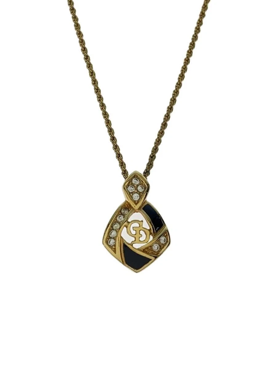 Collana Christian Dior GLD top fit donna strass nero logo CD usata