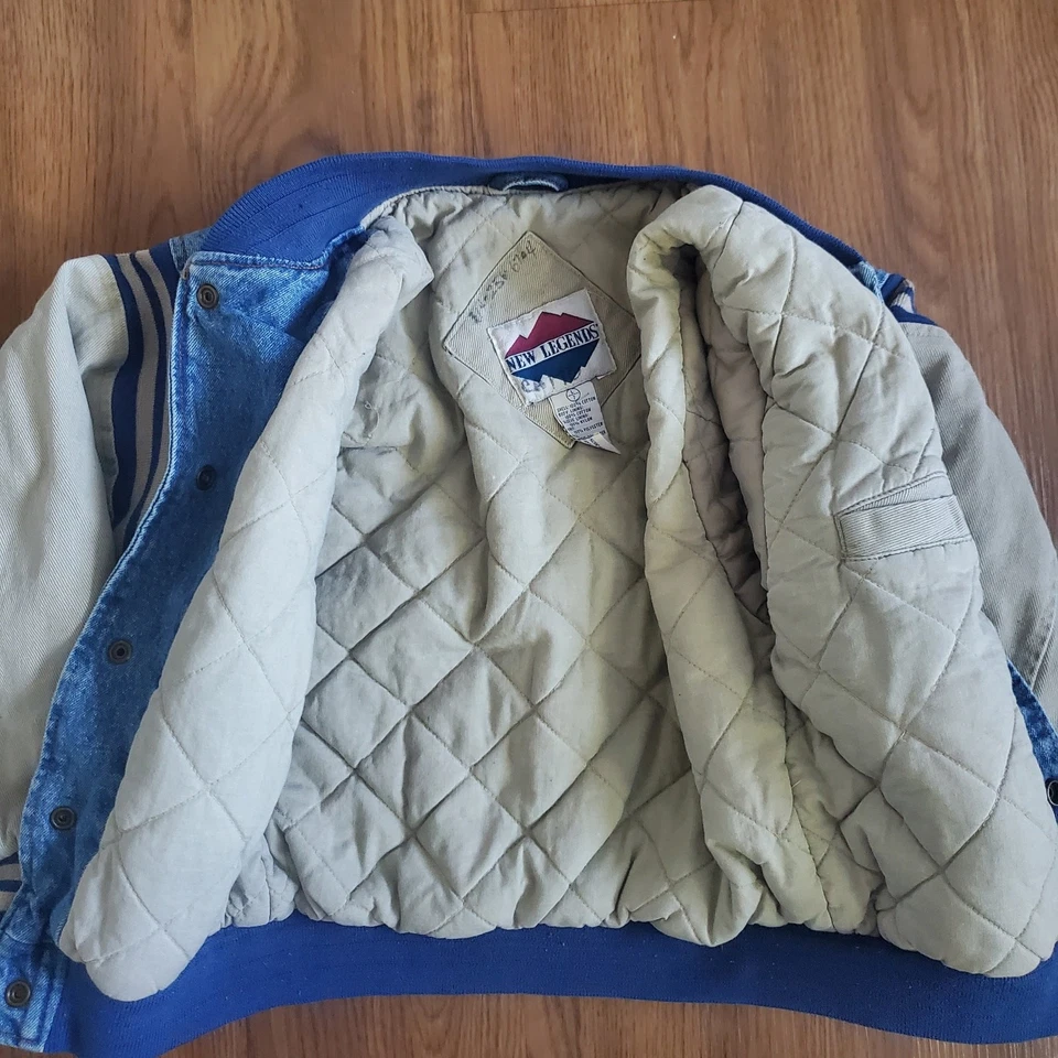 Chaqueta Bomber Vintage Años 90 Nuevas Leyendas Niños Denim y Caqui Talla Grande 7 Foto 3 de 4