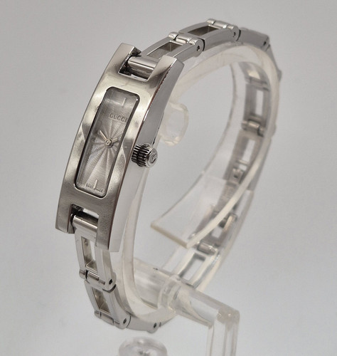 Gucci 3900L Stainless Steel Womens Watch Silver Guilloche Dial Box & Papers 2001 - Picture 5 of 11