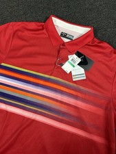 New Callaway Opti Dry Golf Polo Men  s Large Red Striped Wicking Performance S/S