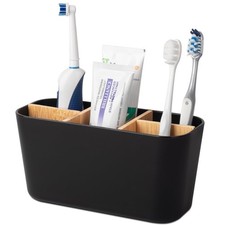 Toothbrush Holders Electric Tooth Brush and Toothpaste Organizer, Black Detach