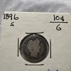 1896 S Barber Silver Dime 10C  very good condition