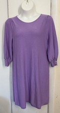Talbots Sweater Dress Purple Bishop Sleeve  Cotton Blend Knee Length Size XL New