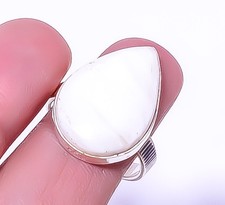 White Scolecite - India 925 Sterling Silver Jewelry Ring s.9 R5832-63