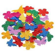 2Pack 60Pc Foam Stickers Adhesive Glitters Foam Shape Sticker Butterfly Flower
