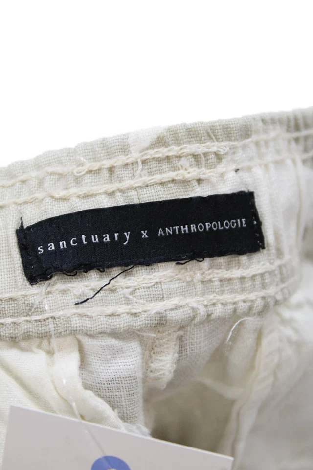 Женские льняные конические брюки Sanctuary X Anthropologie со средней посадкой бежевые размер S - Изображение 4 из 4
