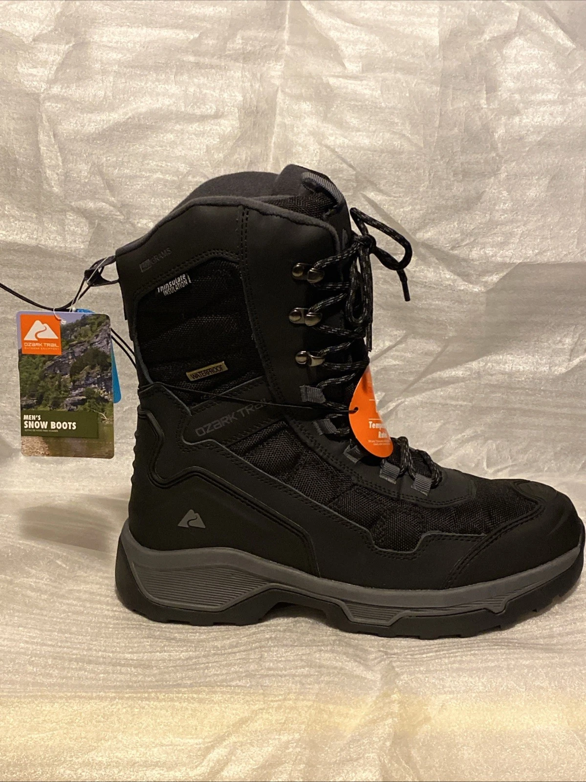 Ozark Trails Boots Men's Sz 8 Premium 400G Waterproof Temp Rated -25F Black NEW
