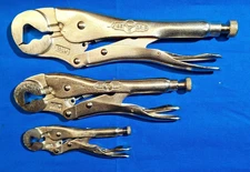 Vise-Grip 3 pc parrot nose locking pliers set 10LW, 7LW, 4LW USA MADE NEAR MINT