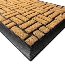 Front Door Mat Outside Entrance - 36x17 Inches Coir-Like Yellow Welcome Matt,...