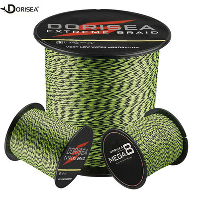 Dorisea 4 / 8 Strands 100M-2000M Green Black Spotty Braided Fishing Line 6-300lb