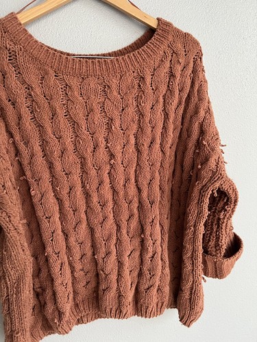 Miracle USA Burnt orange knit sweater top 3/4 sleeves M/L shirt - Picture 7 of 16