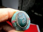 OLD FINGER RING JADE INTAGLIO CLOISONNE MOSAIC ASIA ANTIQUE LARGE RARE HAND MAD  — photo 1