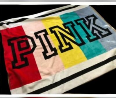 Victoria's Secret Pink Sherpa Blanket Throw Pink on Fleek Rainbow