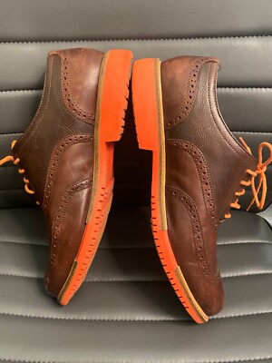 COLE HAAN Mens BROWN ORANGE Wing Tip Great Jones Oxford  display picture 1